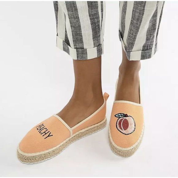 ASOS Joellie Peachy Novelty Espadrilles - Size 5 - Peach/Tan - Picture 1 of 11